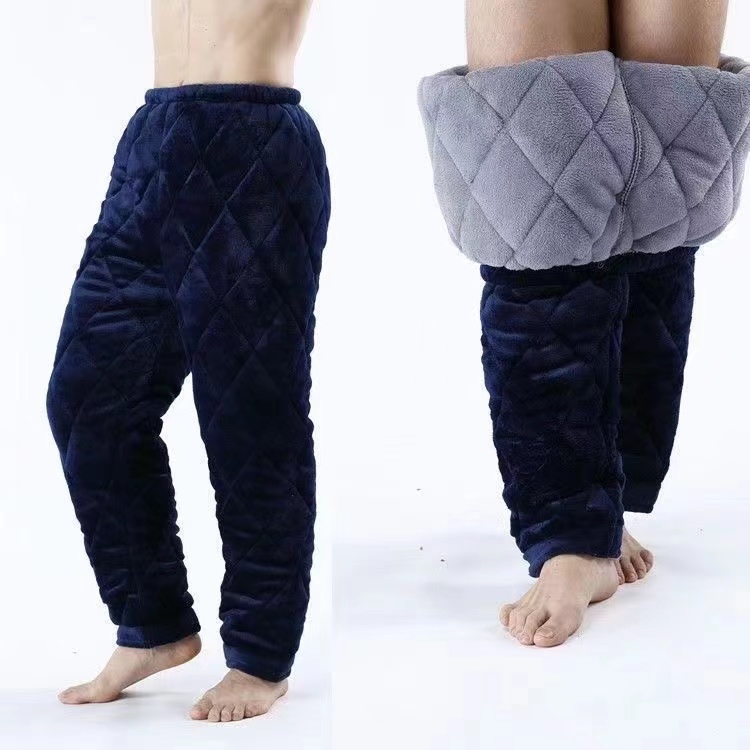 爸爸冬季保暖抗寒睡裤子男珊瑚绒