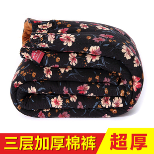 冬季中老年防寒护腰睡裤女妈妈驼绒棉裤7080岁婆婆加绒加厚花裤子