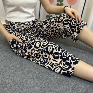 奶奶绵绸中裤 200斤老人纯棉绸七分裤 女夏加肥大码 老太太外穿睡裤