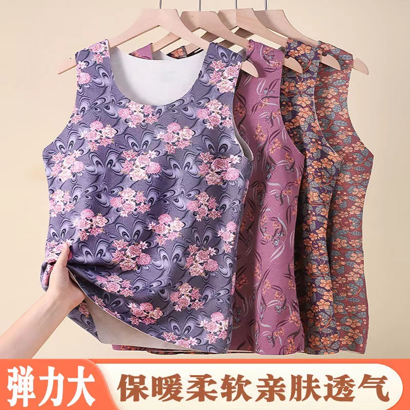婆婆秋冬装保暖背心女加肥大码200斤妈妈德绒内衣中老年无袖马甲