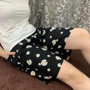 女纯棉绸妈妈透气凉爽中老年阔腿五分裤 2025夏季 睡裤 婆婆短裤 新款