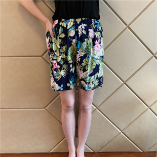 纯棉绸奶奶休闲短裤 200斤老人五分裤 女夏加肥大码 老太太外穿睡裤