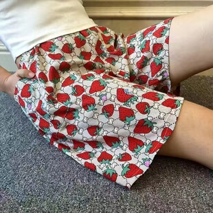 老人阔腿五分裤 607080岁奶奶夏天睡裤 女透气凉快纯棉绸老太太短裤