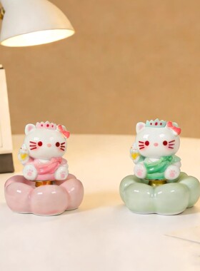 景德镇陶瓷可爱猫咪陶瓷摆件桌面网红摆设创意装饰品家居乔迁礼品