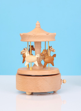 创意旋转木马音乐盒 八音盒儿童玩具旋转木马 家居摆件圣诞装饰品