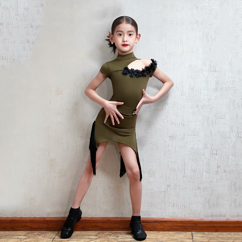 conny女童流苏连体拉丁舞服练功