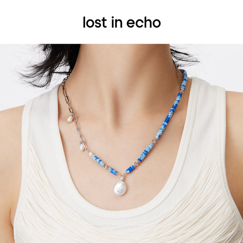 lostinecho天然彩石不对称项链