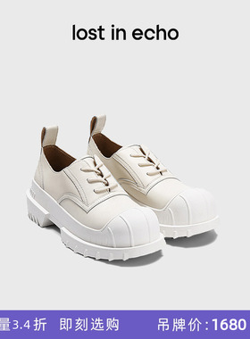 [断码]lost in echo秋季复古猎鸭厚底休闲板鞋单鞋大头德比西装鞋