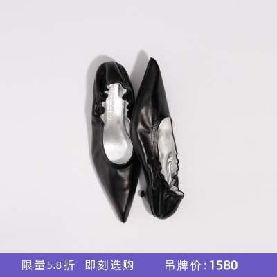[断码]lost in echo小猫跟浅口手工高跟鞋芭蕾舞尖头单鞋（微瑕）