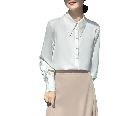 白色质感设计感缎面衬衫