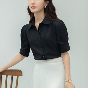 通勤简约衬衫 优雅衬衣 泡泡袖