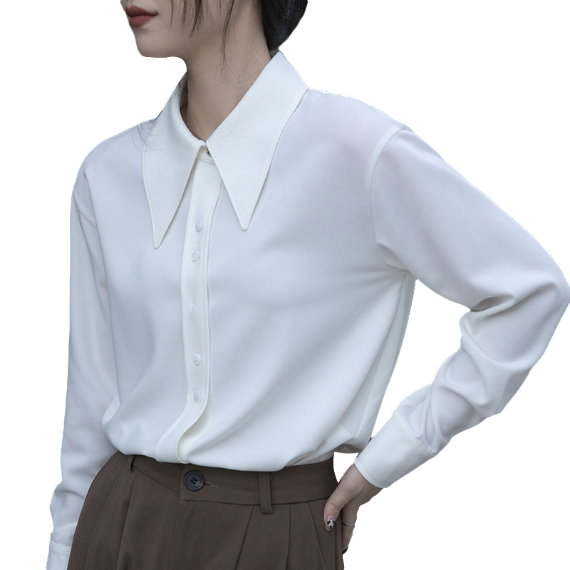 2025实拍新款白色通勤衬衫女春秋宽松韩版长袖内搭打底叠穿衬衣女