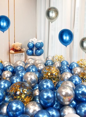 生日气球高级感网红装饰场景布置金属金色多款蓝色派对求婚汽球
