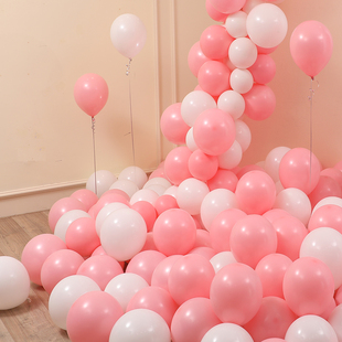 梦幻马卡龙气球高级感粉白色彩生日布置儿童无毒周岁派对场景装饰