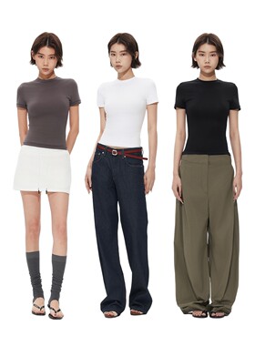 skims同款掐腰正肩短袖T恤女