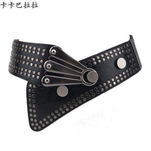 斜搭时尚风铆钉配大衣装饰腰带