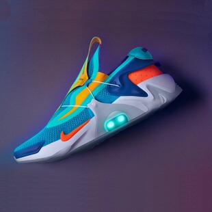 耐克Nike Adapt Huarache 自动系鞋带电动湖蓝透气闪光跑步鞋男女