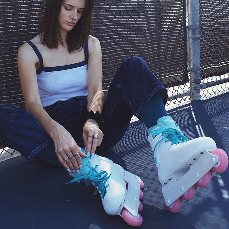 正品impala lightspeed inline 溜冰鞋白绿色直排专业女子轮滑鞋