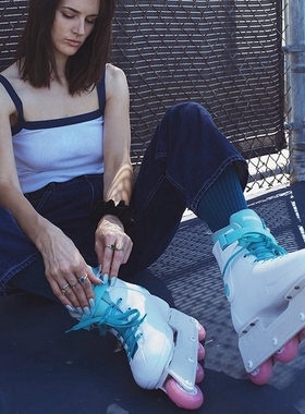 正品Impala Lightspeed Inline 溜冰鞋白绿色直排专业女子轮滑鞋