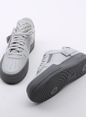 代购耐克NIKE AIR FORCE 1雾灰色解构定制魔术贴板鞋男CT2584-001