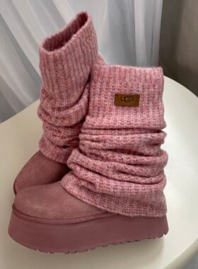 美国代购UGG Classic Mini Dipper Legwarmer堆堆套筒粉色雪地靴