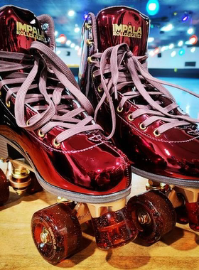 Impala Rollerskates酒红复古溜冰鞋时尚炫彩旱冰鞋女子双排轮滑