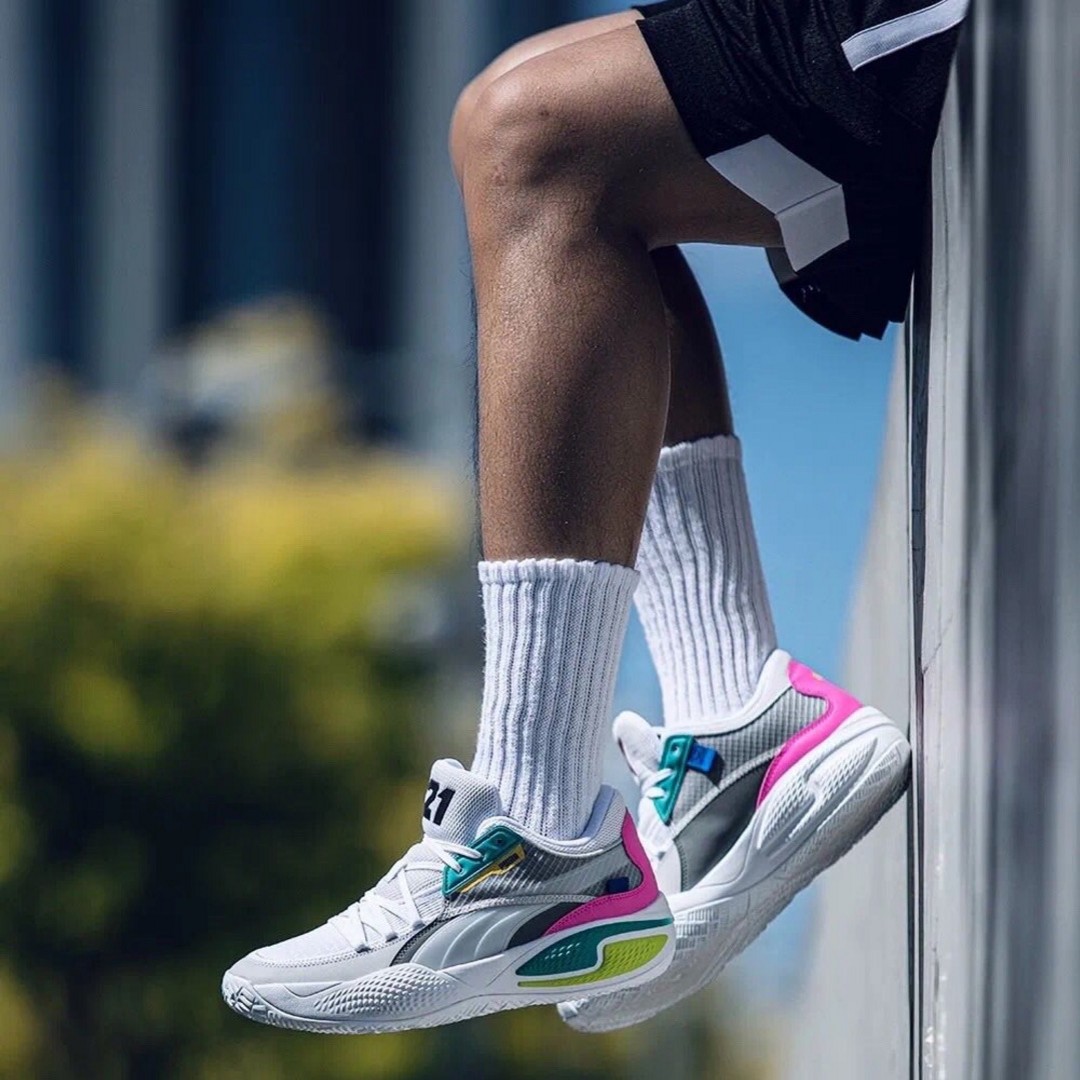 puma低帮白绿实战篮球鞋新款缓震