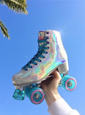 正品代购 Impala Rollerskates旱冰鞋银蓝色双排四轮轮滑鞋女款