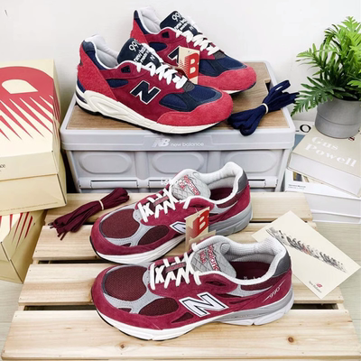 NewBalance990v2NB美产红跑鞋