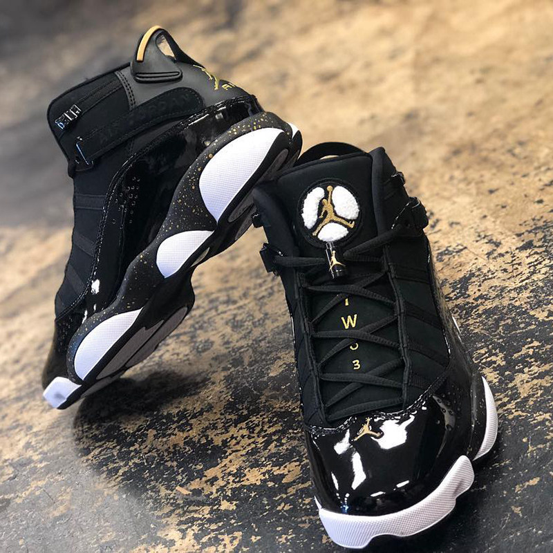 代购jordan 6 rings男鞋aj6六冠王水晶漆皮黑白实战高帮篮球鞋男