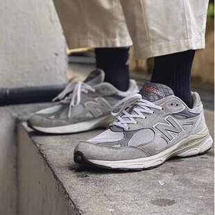 美产 New Balance 990 V3 复古休闲灰色轻便男女跑步鞋M990GY3