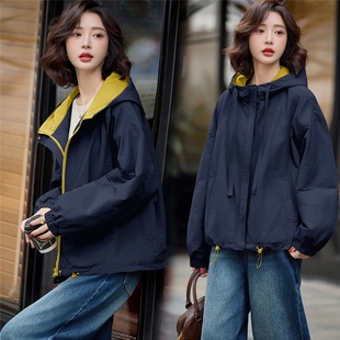 新款工装冲锋衣夹棉短外套2025年冬季小个子连帽休闲夹克