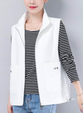 薄百搭短款春秋季外穿马马甲纯棉中年背心夹新款女士宽松妈妈休闲