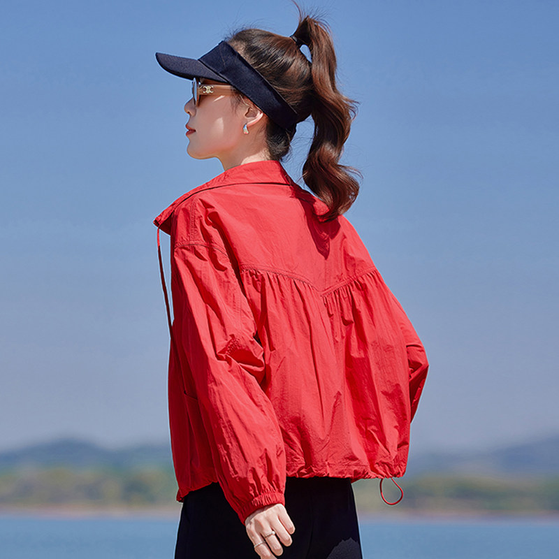 洋气外套户外防晒防晒夏季短款衣女新款服妈妈2026轻薄小个子红色图片