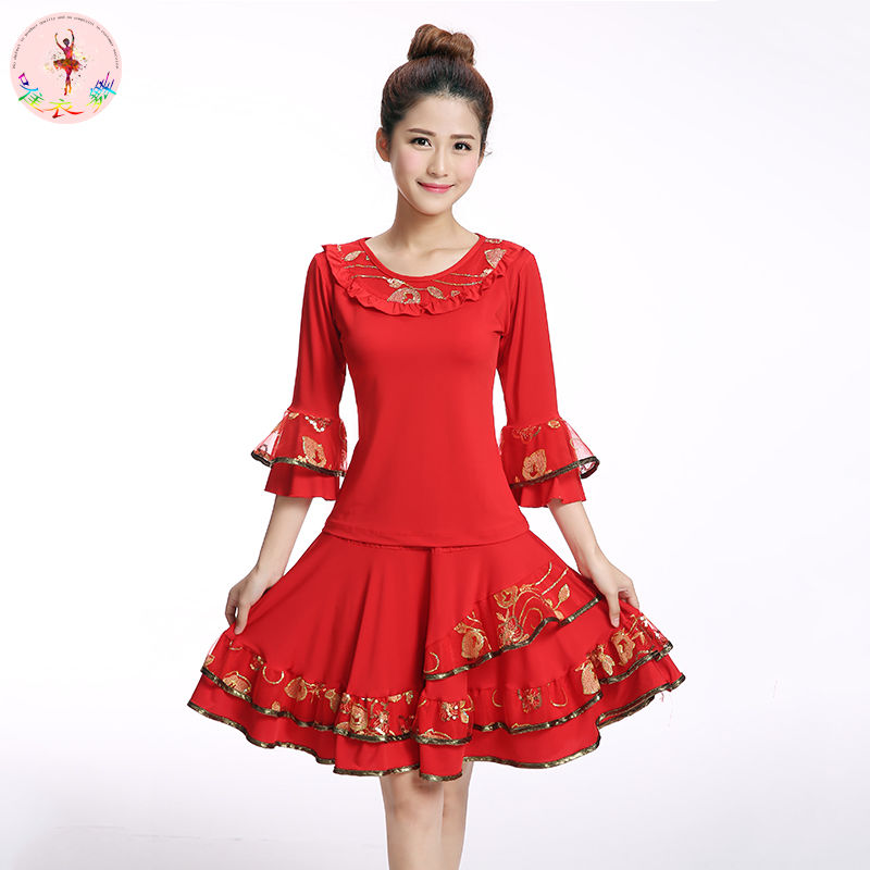 网纱亮片群套喇叭中袖夏