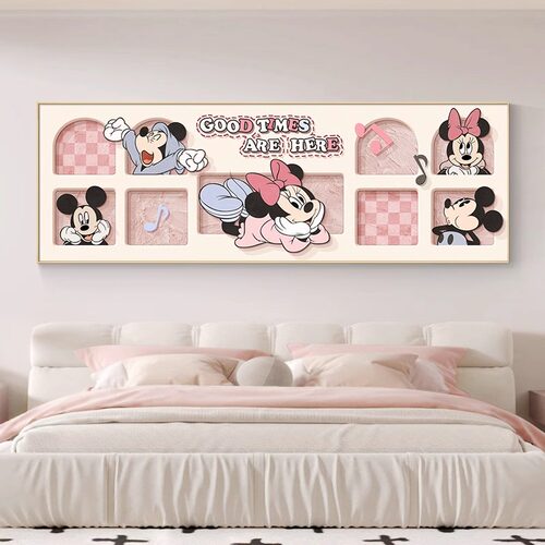 奶油风可爱米奇卧室床头装饰画