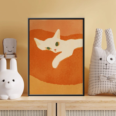 kc奶油风动物猫卡通客厅卧室挂画