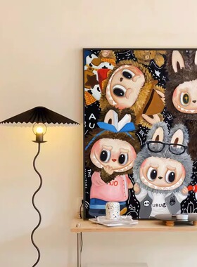 潮牌labubu摆件卧室床头柜挂画客厅餐厅装饰画拉布布玄关斗柜摆画