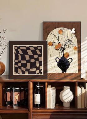 法式中古风客厅餐厅装饰画柿柿如意玄关卧室斗柜挂画复古桌面摆画