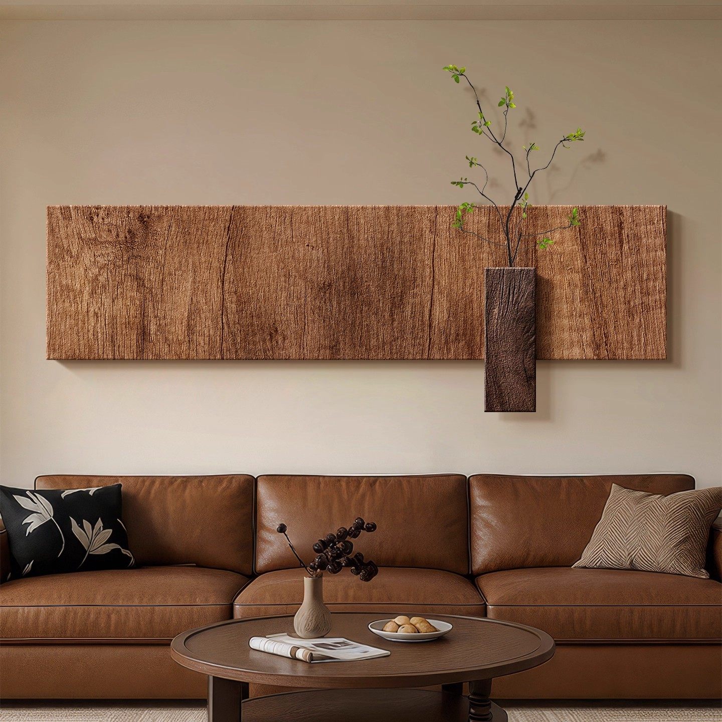 侘寂中古风客厅装饰画绿植复古沙发背景墙挂画抽象高级感床头壁画,家居饰品,现代装饰画,淘宝优惠券,粉丝福利购,淘宝优惠卷