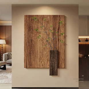 侘寂中古风玄关装饰画高级感入户门走廊过道挂画抽象艺术客厅壁画