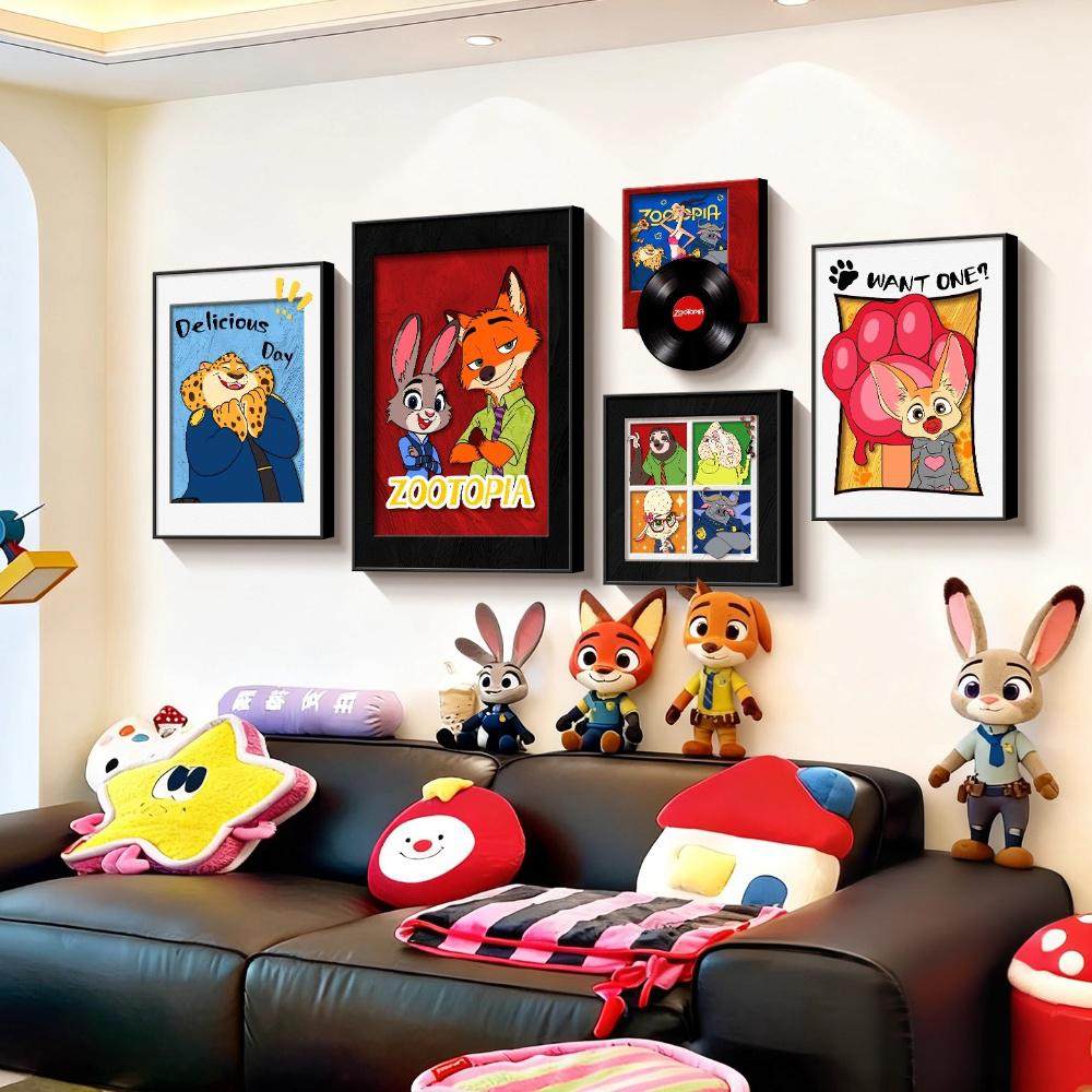 疯狂动物城客厅装饰画多巴胺沙发背景墙壁画卡通儿童房挂画高级感,家居饰品,现代装饰画,淘宝优惠券,粉丝福利购,淘宝优惠卷