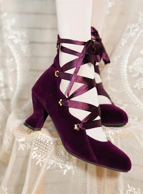 【禁忌舞步】现货日系中跟圆头女鞋舞鞋婚鞋单鞋Lolita鞋lo鞋