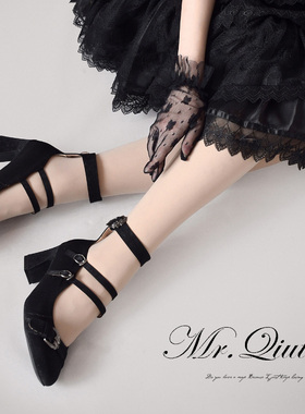 维莉雅|秋田原创优雅lo鞋圆头日系高跟单鞋Lolita粗跟黑色cla女鞋