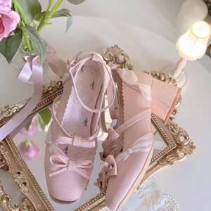 【仙蒂瑞拉】原创粗跟中跟圆头日系可爱蝴蝶结女鞋lolita优雅单鞋