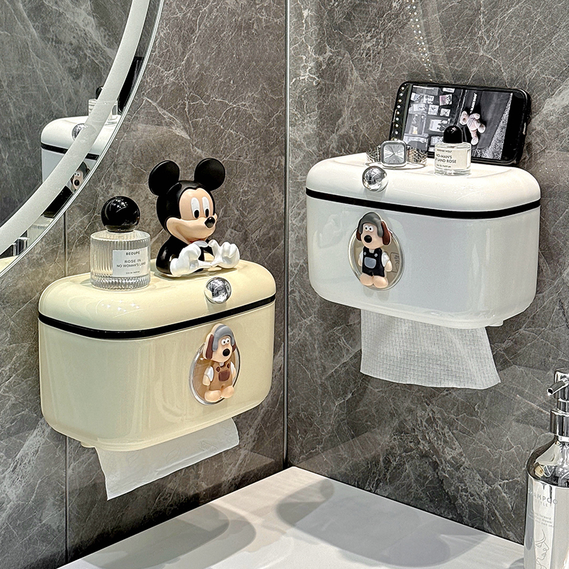 卫生间纸巾盒家用壁挂洗脸巾收纳盒多功能抽纸盒创意可爱卷纸筒盒