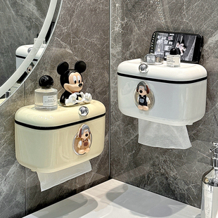 卫生间纸巾盒家用壁挂洗脸巾收纳盒多功能抽纸盒创意可爱卷纸筒盒