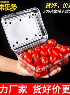 一次性水果包装盒一斤装透明塑料盒水果店500M带盖葡萄草莓打包盒