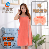 珊瑚绒可穿浴巾吊带加厚吸水百变浴裙女士口袋网红浴裙可穿可裹女
