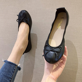 女春秋2025新款 大码 平底单鞋 豆豆鞋 蛋卷孕妇鞋 软底芭蕾舞鞋 女鞋